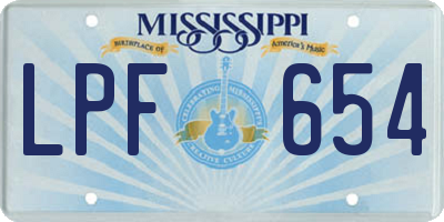 MS license plate LPF654