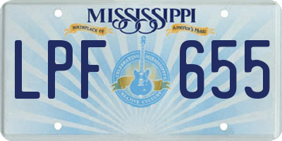 MS license plate LPF655