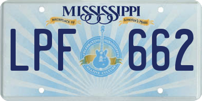 MS license plate LPF662