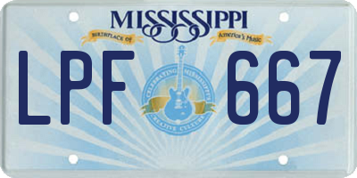 MS license plate LPF667