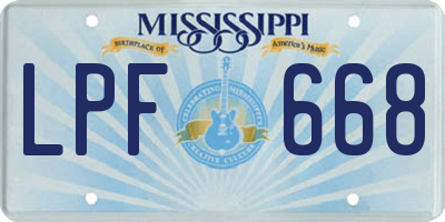 MS license plate LPF668