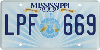 MS license plate LPF669