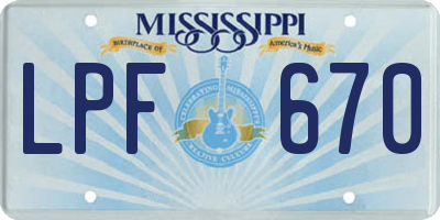 MS license plate LPF670