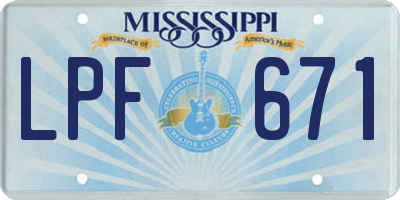 MS license plate LPF671