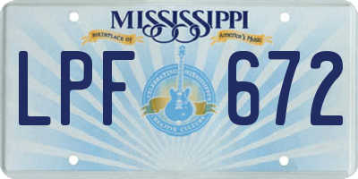 MS license plate LPF672