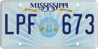 MS license plate LPF673