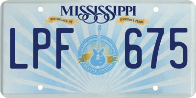 MS license plate LPF675