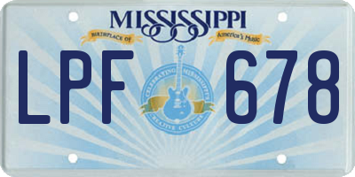 MS license plate LPF678