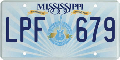 MS license plate LPF679