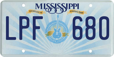 MS license plate LPF680