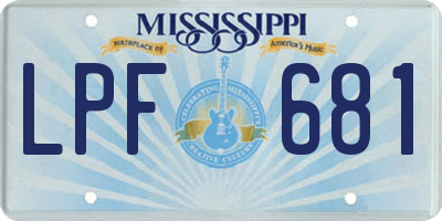 MS license plate LPF681