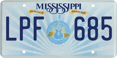 MS license plate LPF685