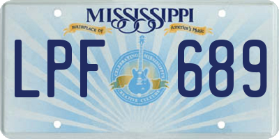 MS license plate LPF689