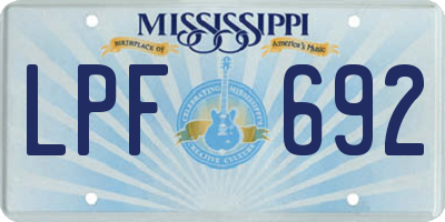 MS license plate LPF692