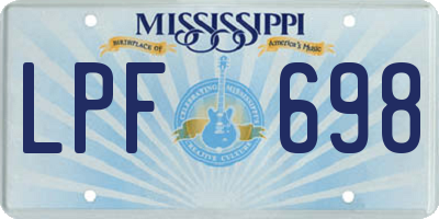 MS license plate LPF698