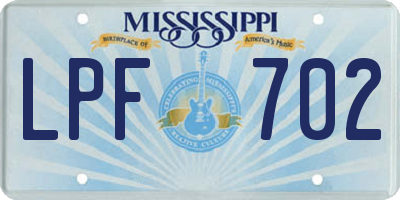 MS license plate LPF702