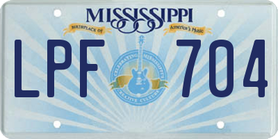 MS license plate LPF704