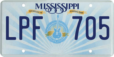 MS license plate LPF705