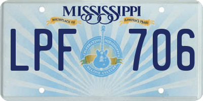 MS license plate LPF706