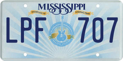MS license plate LPF707