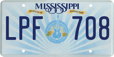 MS license plate LPF708