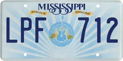 MS license plate LPF712