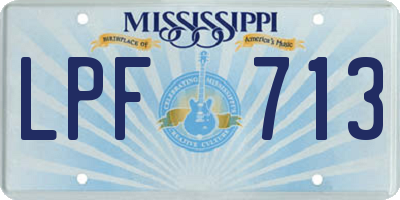 MS license plate LPF713