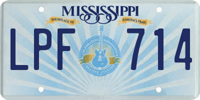 MS license plate LPF714