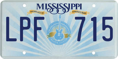 MS license plate LPF715