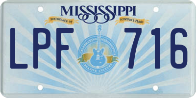 MS license plate LPF716