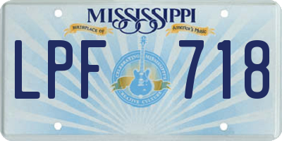MS license plate LPF718