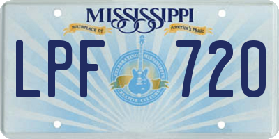 MS license plate LPF720