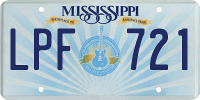 MS license plate LPF721