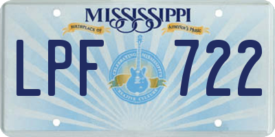 MS license plate LPF722