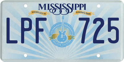 MS license plate LPF725