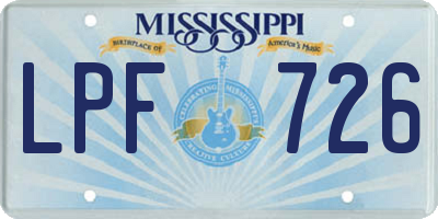 MS license plate LPF726