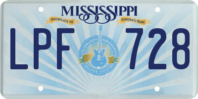 MS license plate LPF728