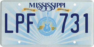 MS license plate LPF731