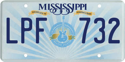 MS license plate LPF732