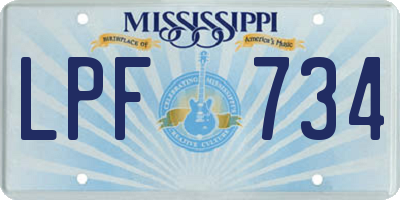 MS license plate LPF734