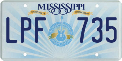 MS license plate LPF735