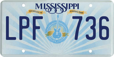 MS license plate LPF736
