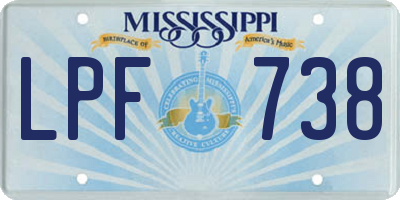 MS license plate LPF738