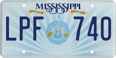MS license plate LPF740