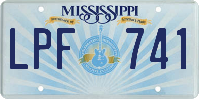MS license plate LPF741