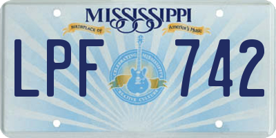 MS license plate LPF742