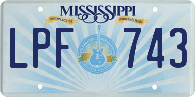 MS license plate LPF743
