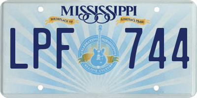 MS license plate LPF744