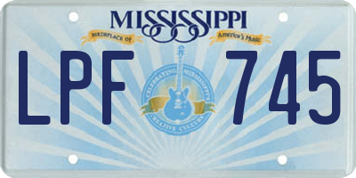 MS license plate LPF745