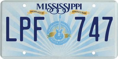 MS license plate LPF747